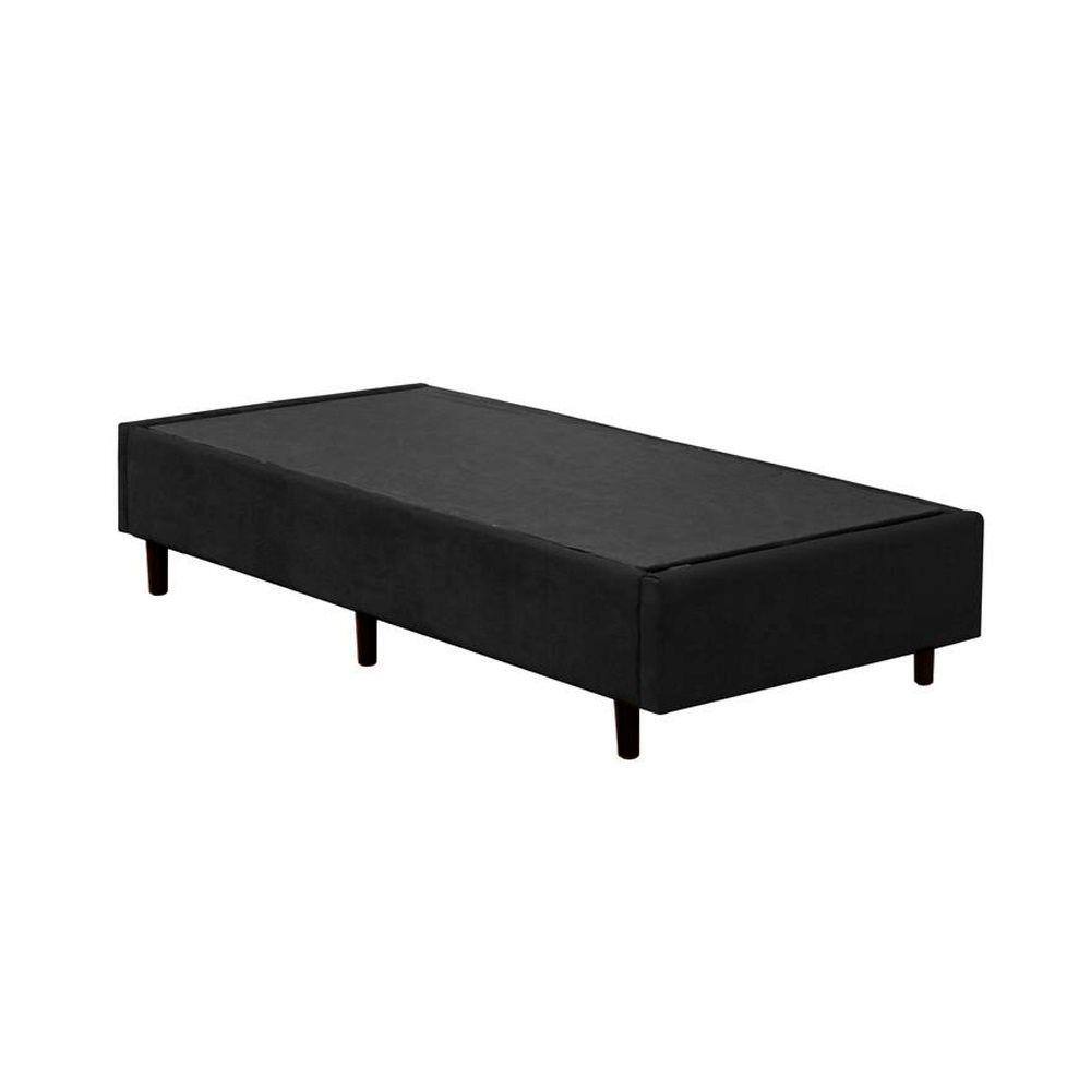 Base Box Solteiro Extremo Reforçado Suede HomeQueen Preto 40x78x188