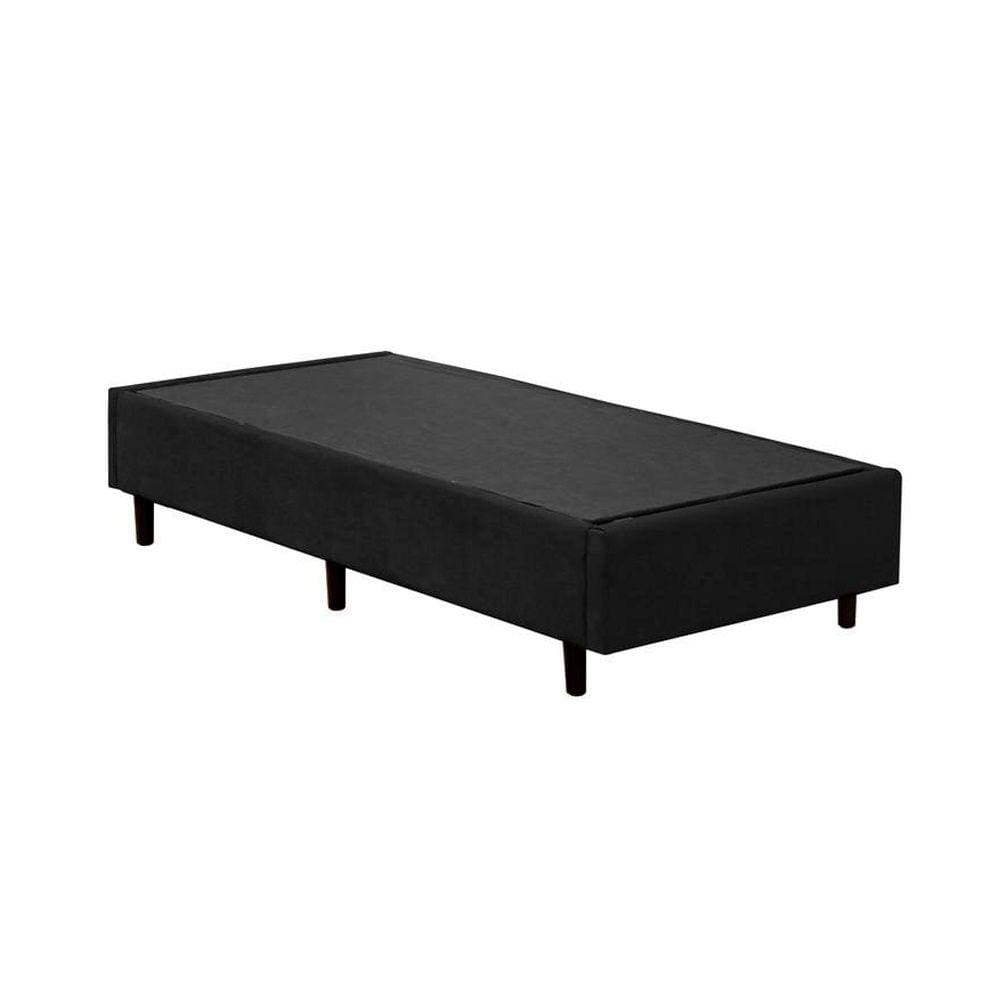 Base Box Solteiro Extremo Reforçado Suede HomeQueen Preto 40x88x188