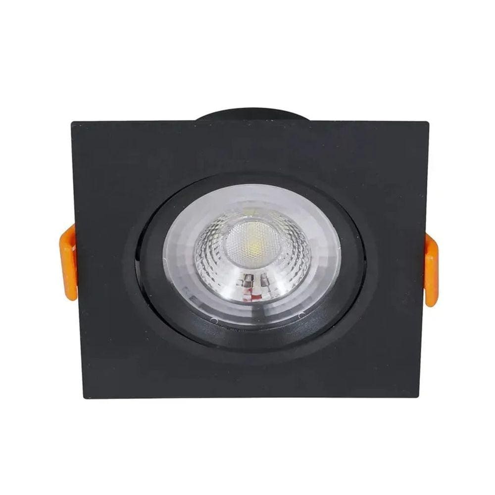 Kit 10 unid Spot de Embutir Quadrado 6500K Easy 5W Preto