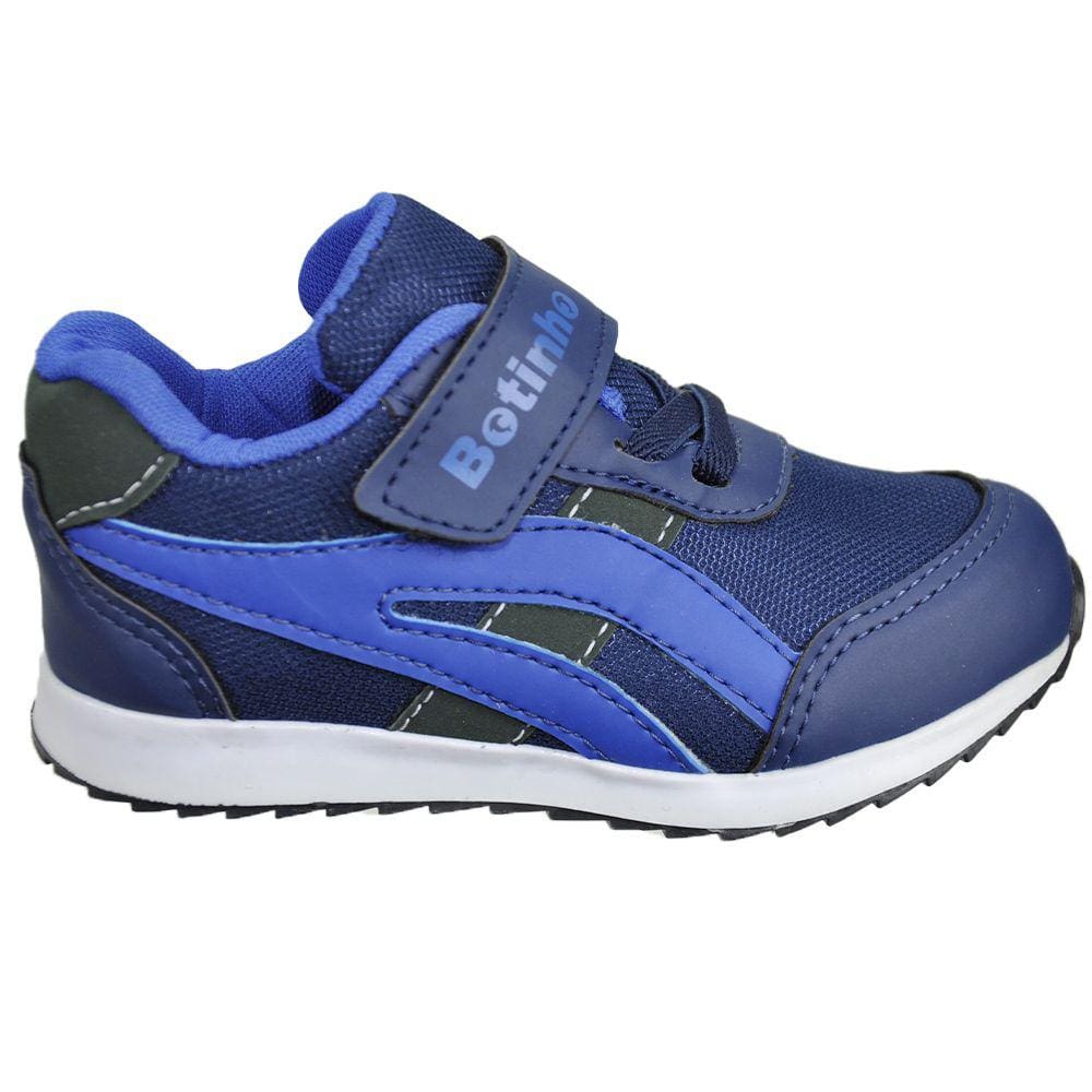 Tenis Infantil Botinho Azul Fecho Fita Uniforme Escola Bt704