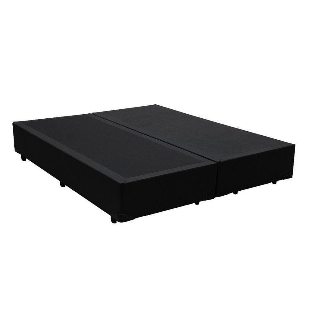 Base Box Blindado Casal Bipartido HomeQueen Corino Preto 40x138x188