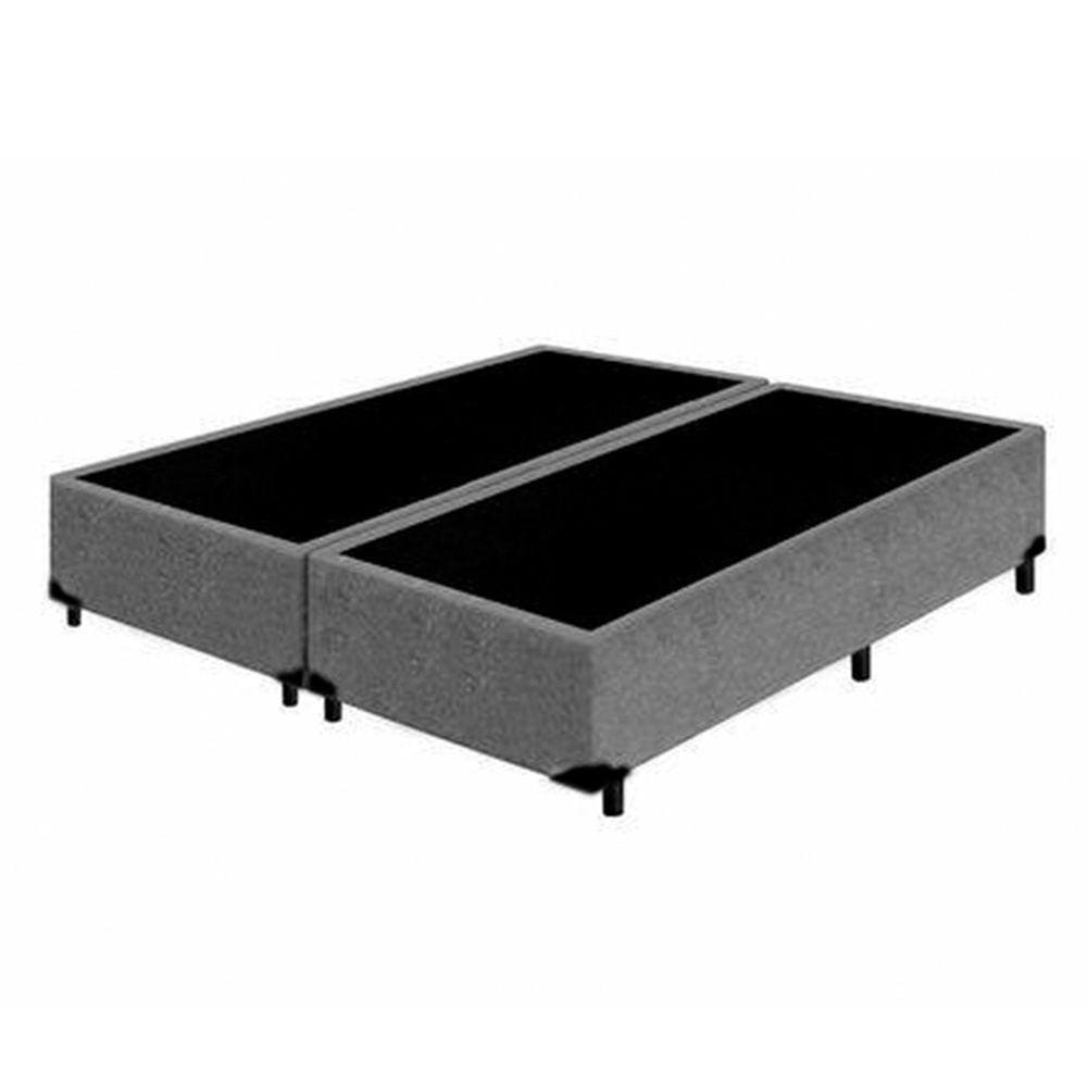 Base Box Casal Bipartido HomeQueen Suede Cinza 40x138x188