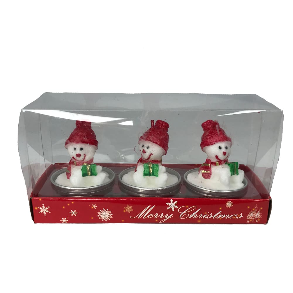 Kit Com 3 Velas de Natal Boneco de Neve
