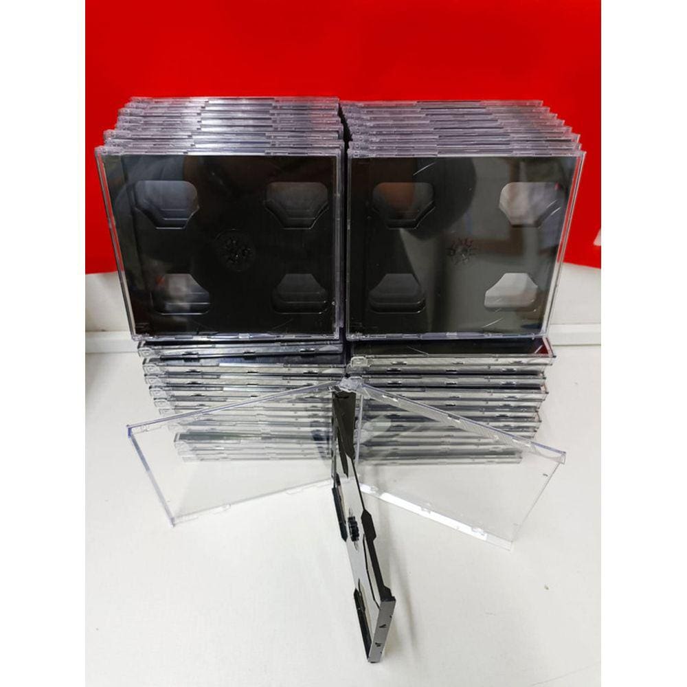 Estojo Box Cd Acrílico Cristal DUPLA 50 PEÇAS