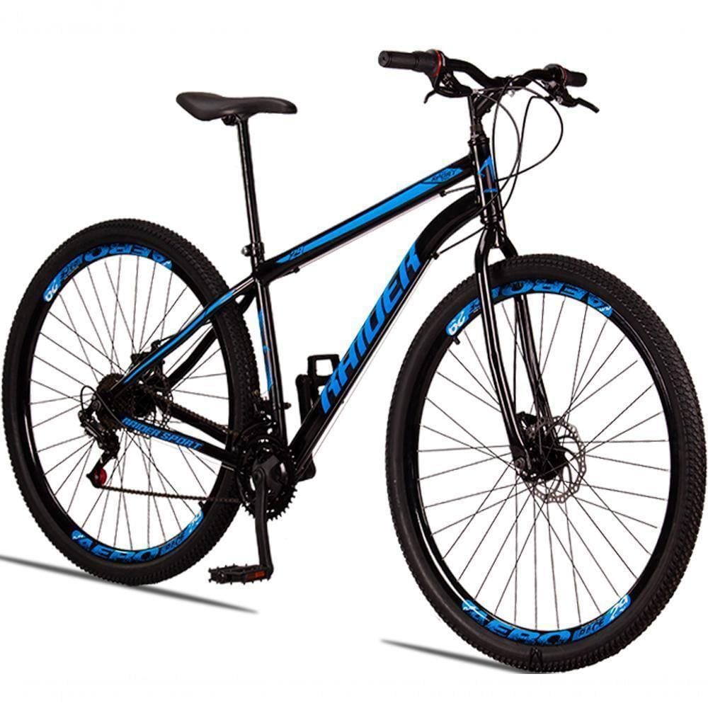 Bicicleta 29 Raider Sport Aço 21 Marchas Freio A Disco Preto+azul