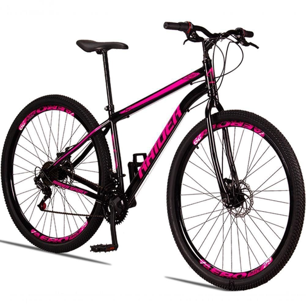 Bicicleta 29 Raider Sport Aço 21 Marchas Freio A Disco Preto+rosa