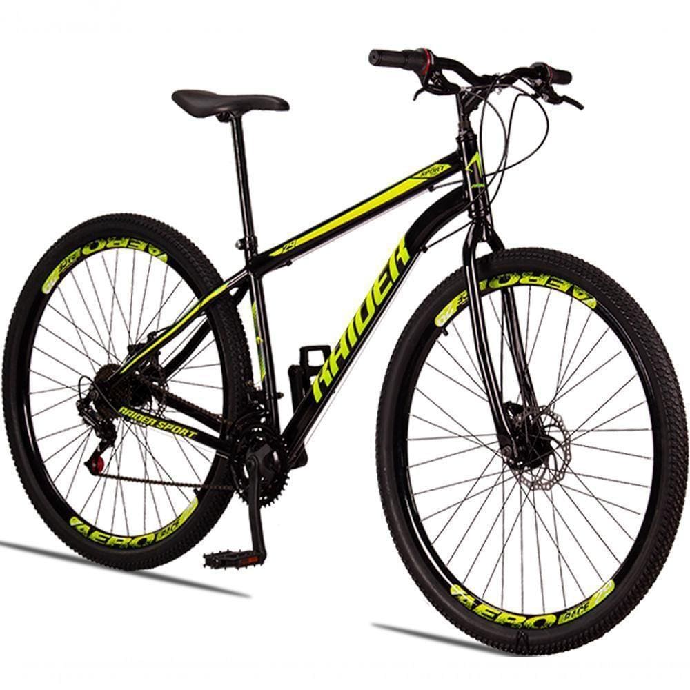 Bicicleta 29 Raider Sport Aço 21 Marchas Freio A Disco Preto+amarelo