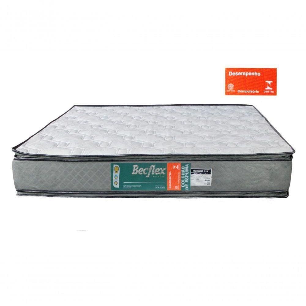 Colchão Espuma Queen Becflex Titan Diamond Pillow D80 kg/m³ 26cm altura. Semi-ortopédico. 1,58 x 1,98 x 0,26.