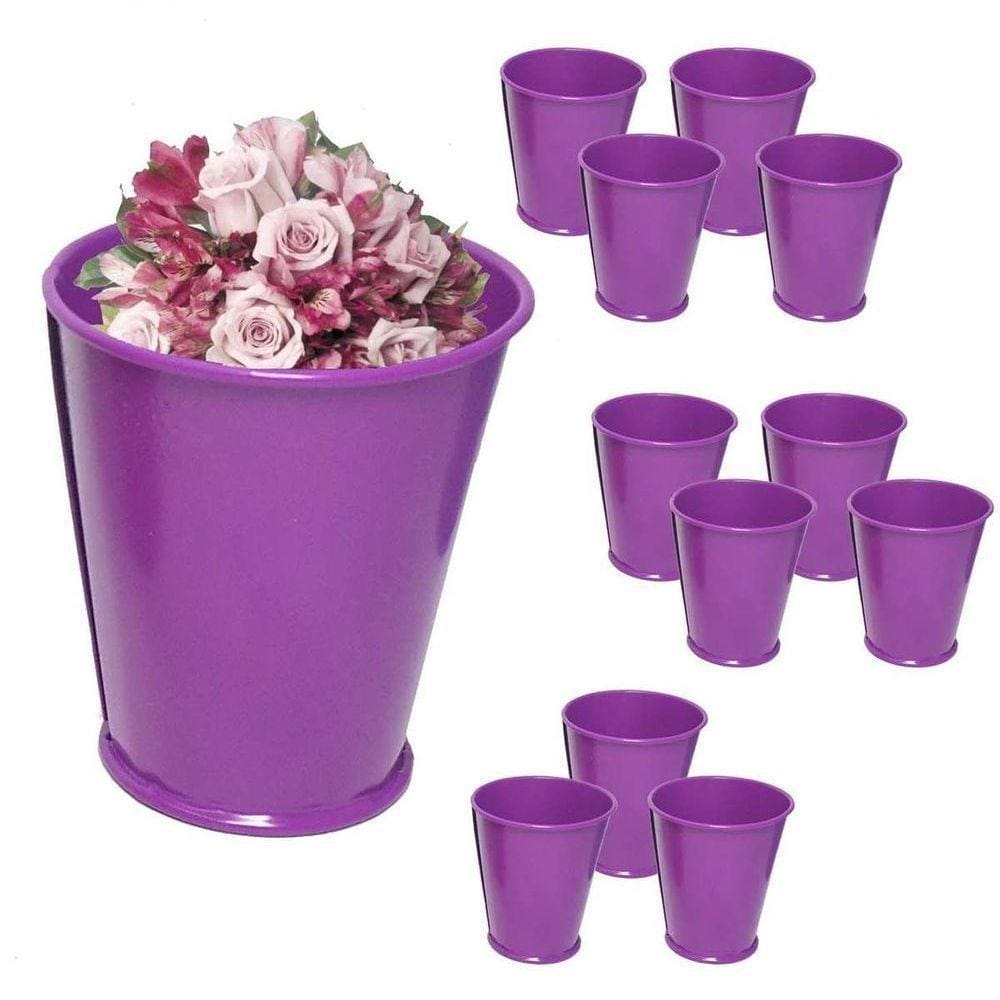 Balde Cachepot De Metal 24 Und P/Mesa Mini Roxo Kit