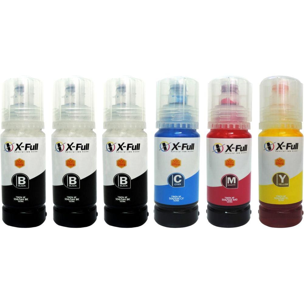 6 Garrafas de Tinta Para Impressoras L3250 L3150 L3210 L3110 L1250 Refil 544