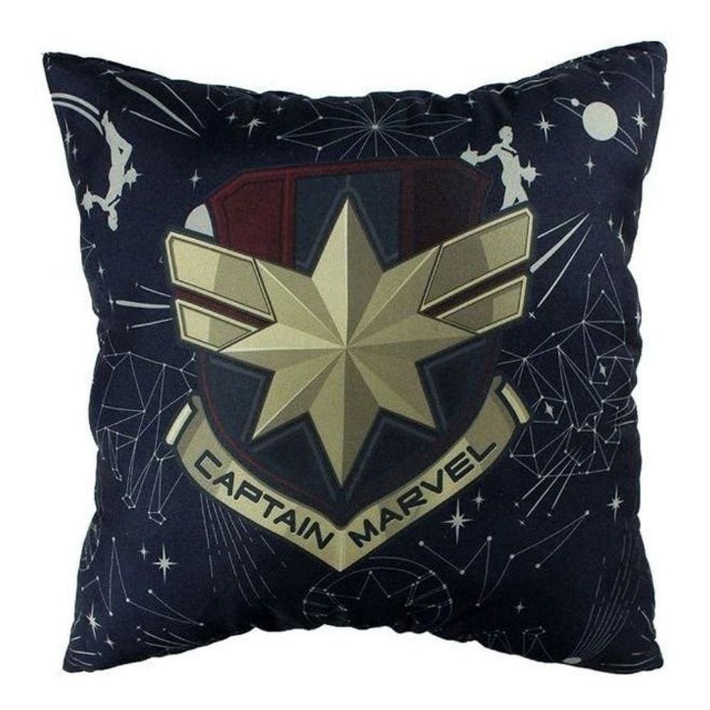 Almofada Capitã Marvel Estrela Enchiment Fibra Macia 40x40cm