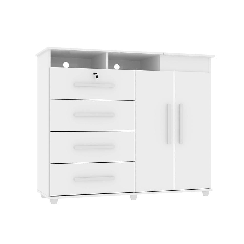 Cômoda Organizadora Com Nicho E Porta Joias Diamante New - Branco - MiraRack Móveis