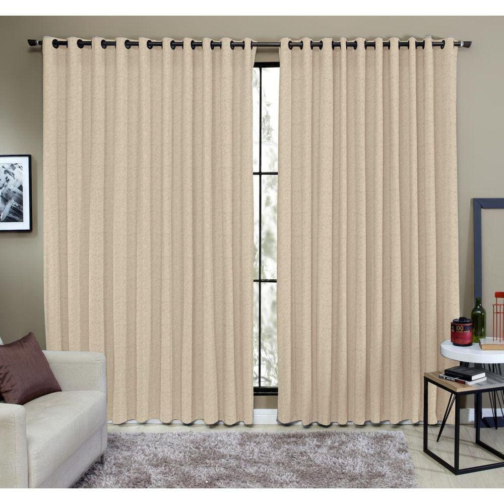 Cortina Tecido Rustico 3,00M X 2,40M Semi Blackout Areia