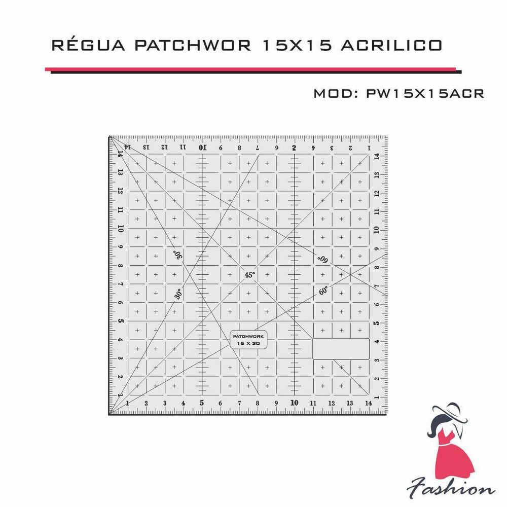 Régua Patchwork Scrapbook Corte Artesanato 15X15 Cm - Fenix