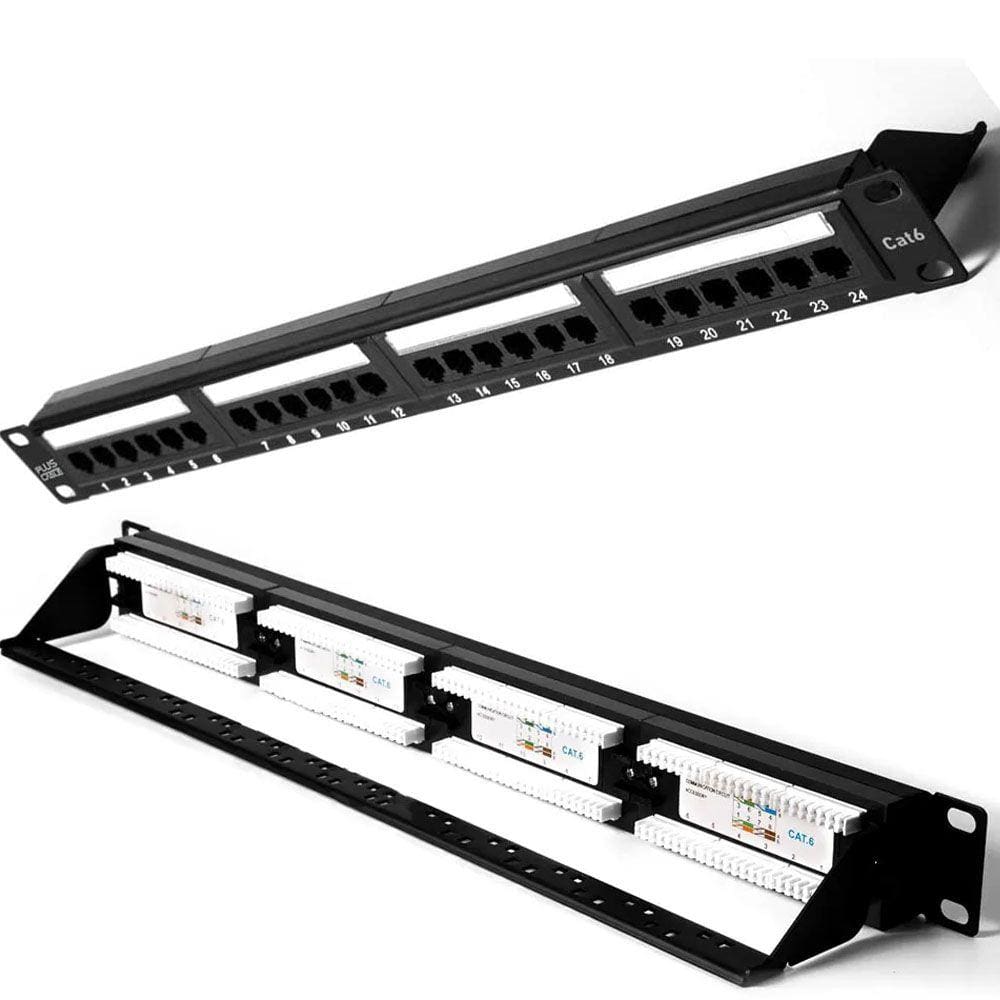Patch Panel Plus Cable, CAT5E, 24 Portas, Com Guia, CAT.5E, Preto - LA-P624