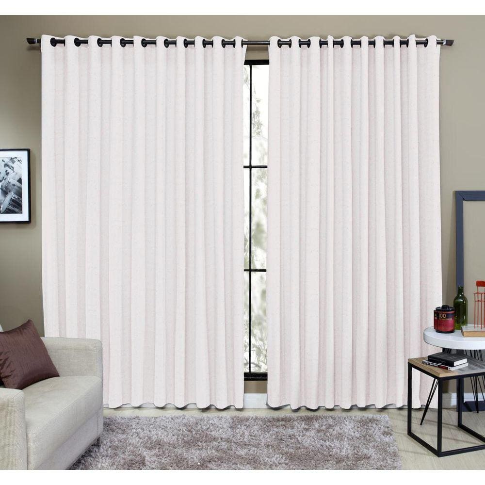 Cortina Tecido Rustico 4,00M X 2,40M Semi Blackout Branco