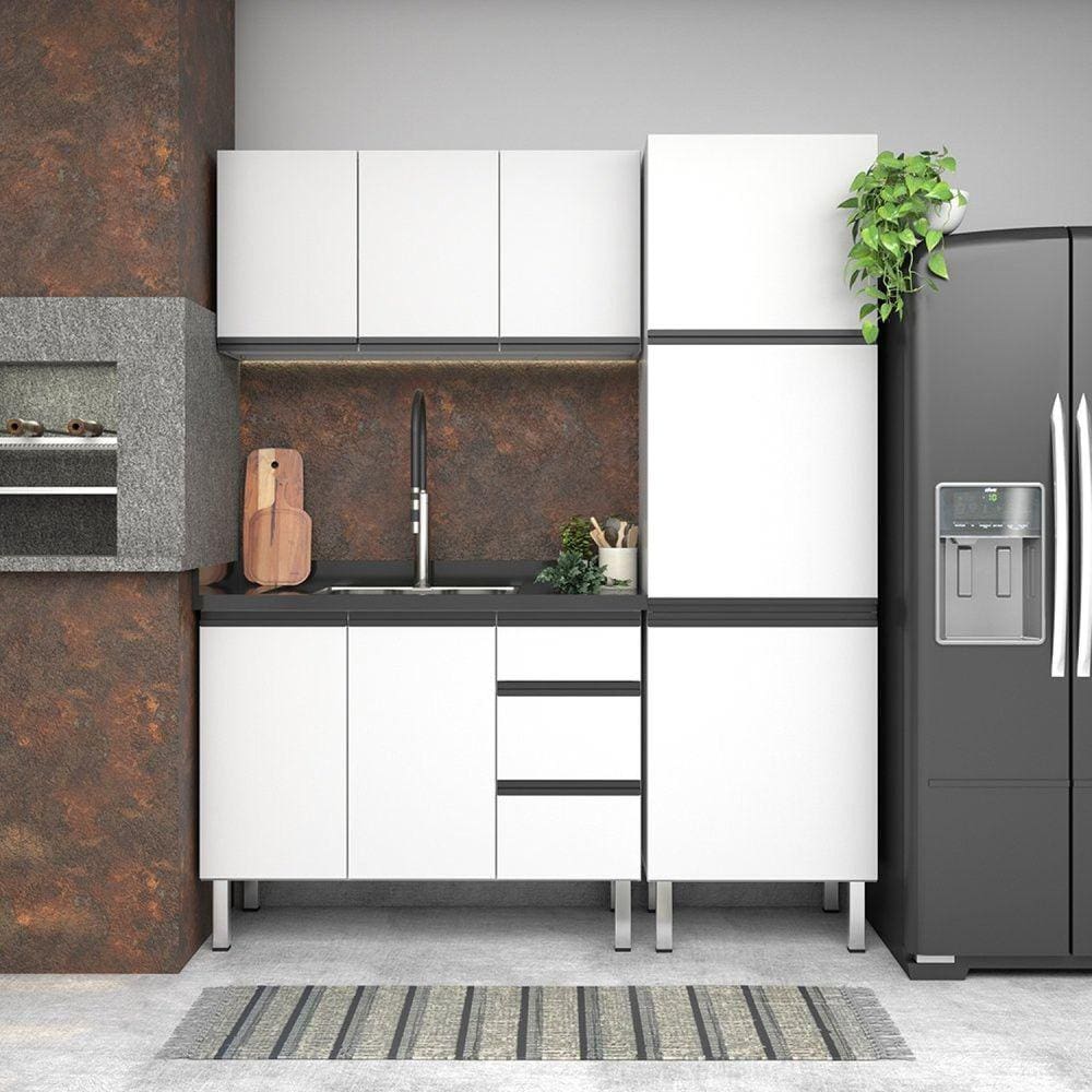 Armário Aéreo de Cozinha em Aço 120cm 3 Portas Gaia Cozimax Branco