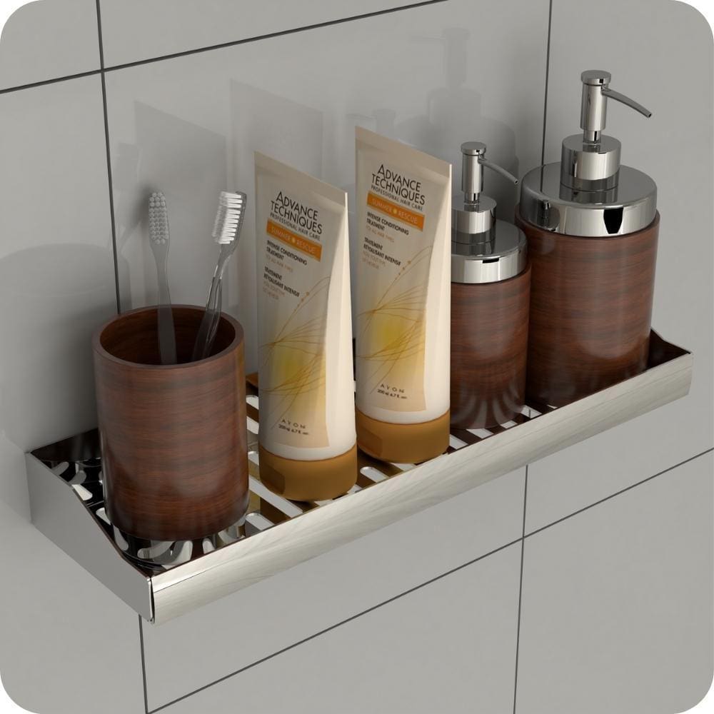 Porta Shampoo Adesivo Sem Furar Parede Inox DF