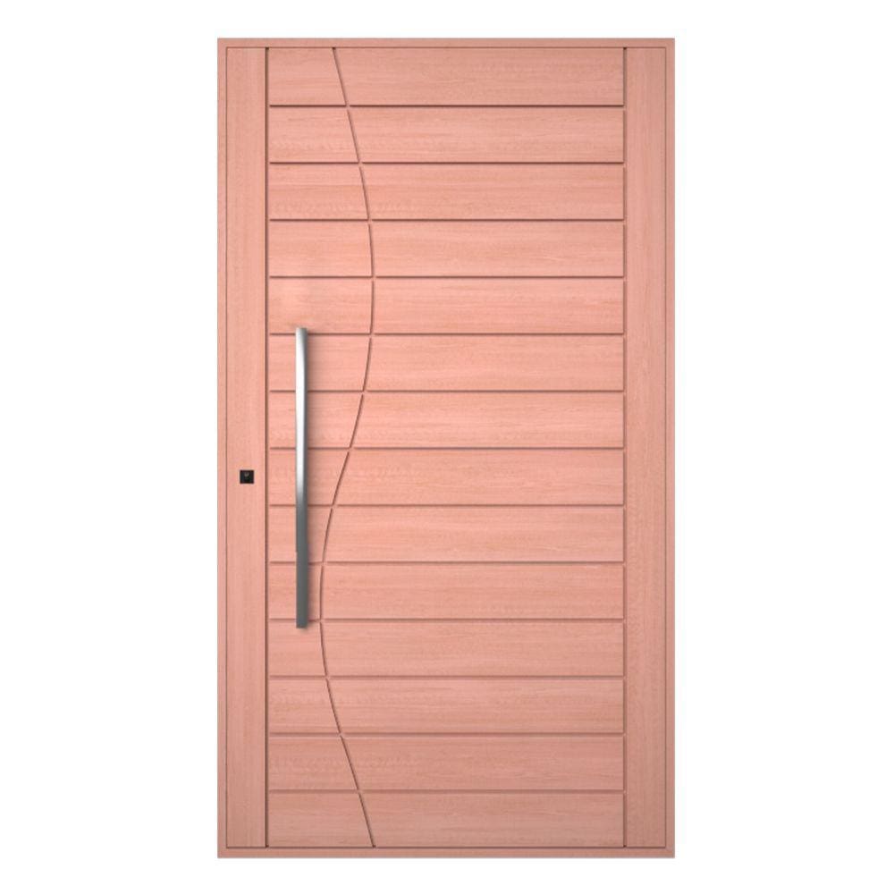 Porta Pivotante Abertura Lado Direito em Madeira Maciça de Eucalipto Natural - Made