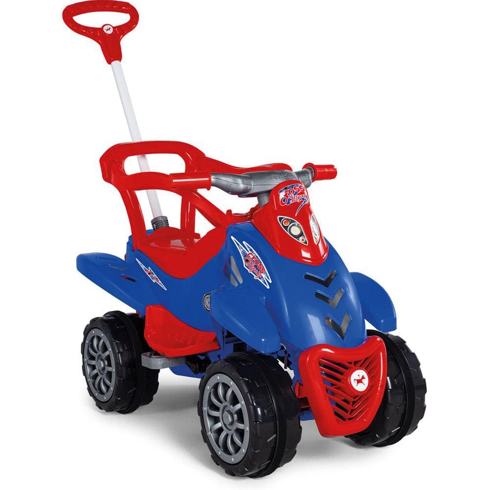 Mini Carro Infantil Calesita Cross Legacy - 2 em 1 Pedal e Passeio - Azul/Vermelho