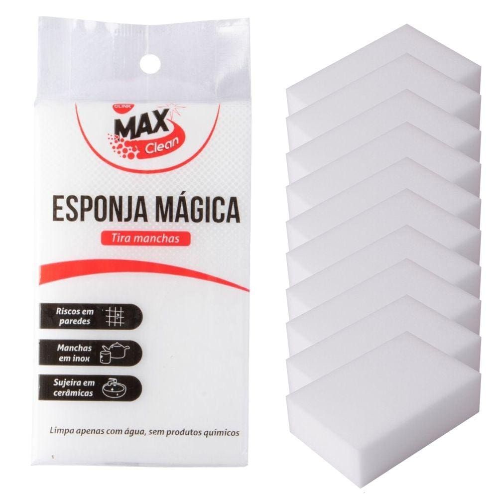 Kit 10 Esponja Mágica Bucha Melamina Max Clean Parede Vidro Tira Manchas