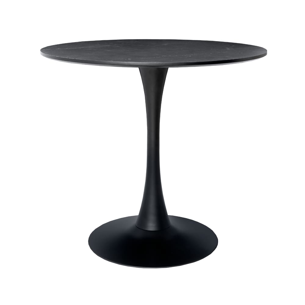 Mesa Saarinen Tulipa Redonda 80cm Tampo Marmorizado Preto