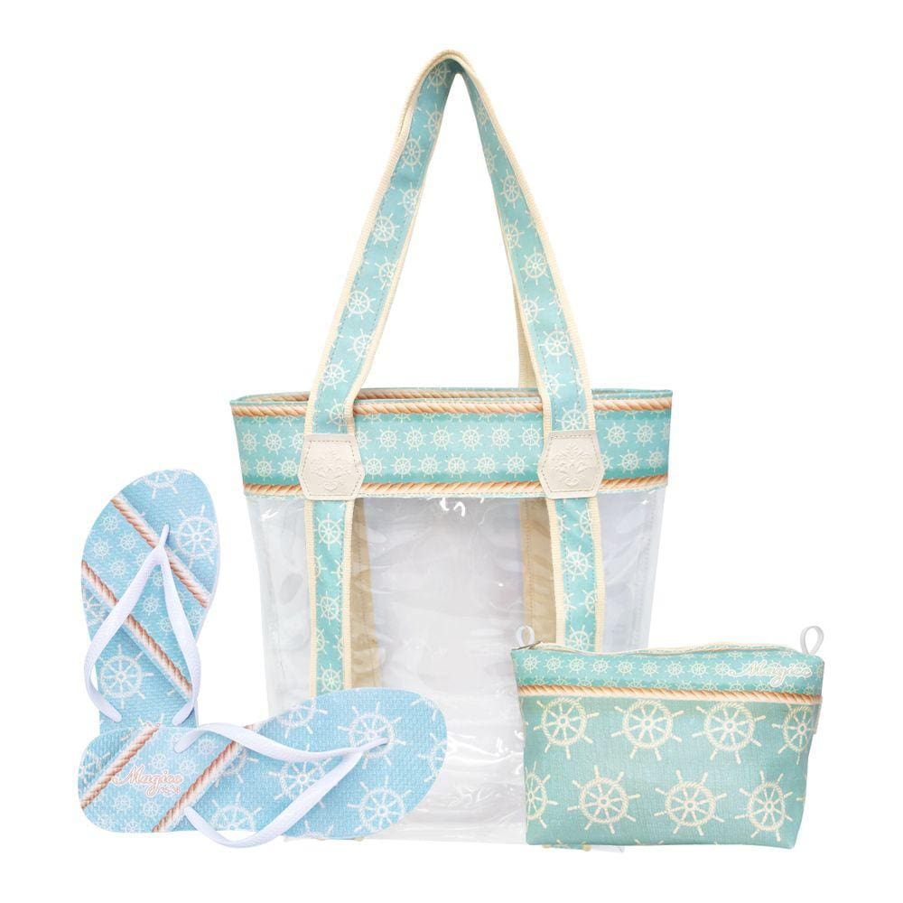Kit Feminino Praia Iate Bolsa Chinelo Necessaire Magicc Bolsas