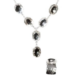 Conjunto Maxxi Colar Cristal Natural 7 Pedras Prata 950