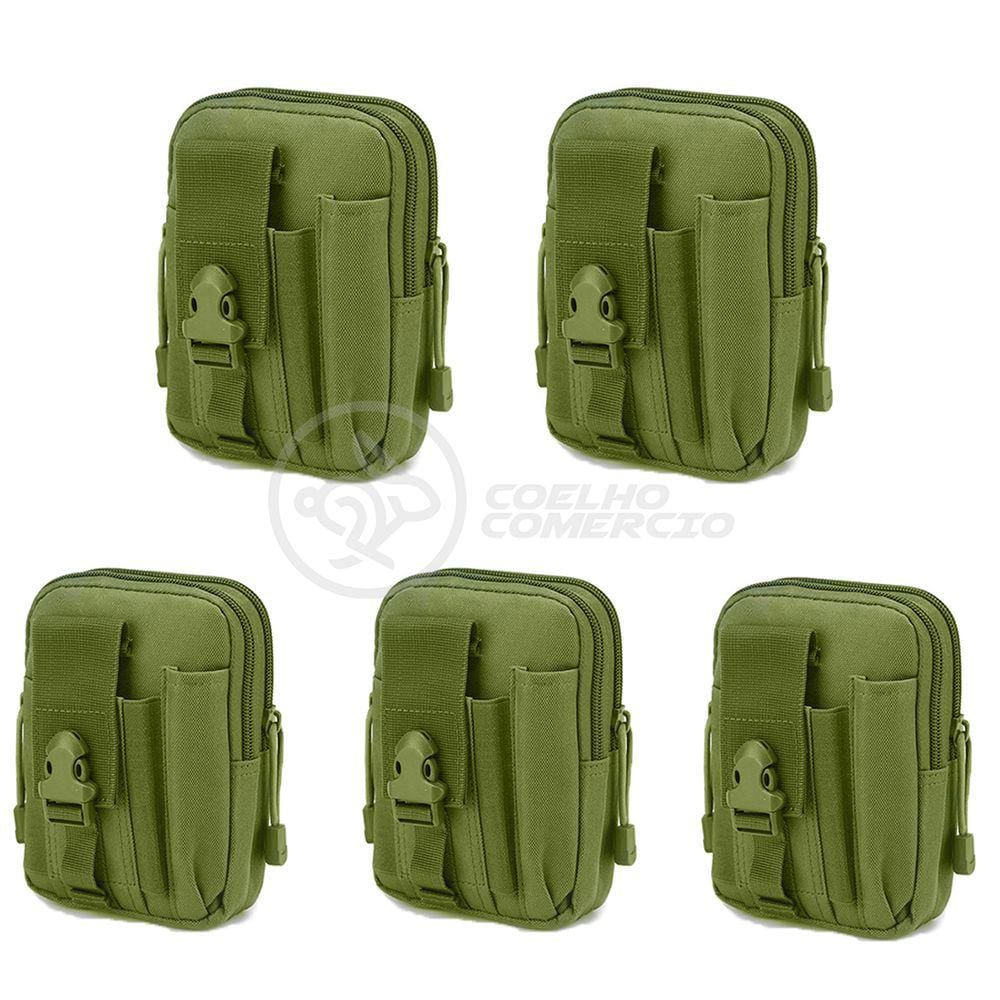 Kit 5 Bolsas Verde Militar Kit Sobrevivência Camping Selva