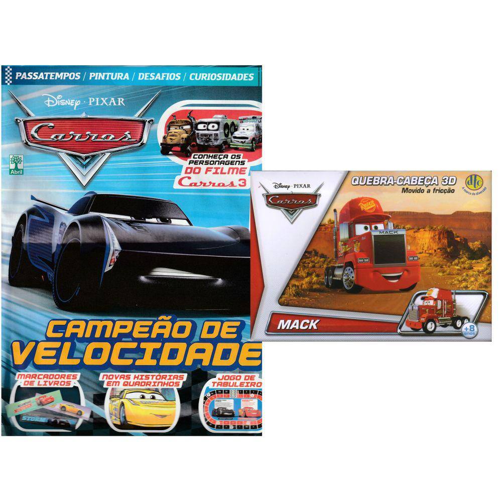 Livro Aprender Brincando C/ Quebra Cabeca Disney - Carros 3 - 1ª