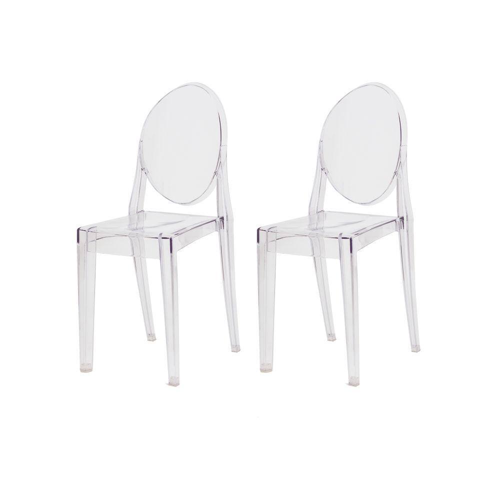 Kit 2 Cadeiras Victoria Ghost Transparente Sala Cozinha Jantar