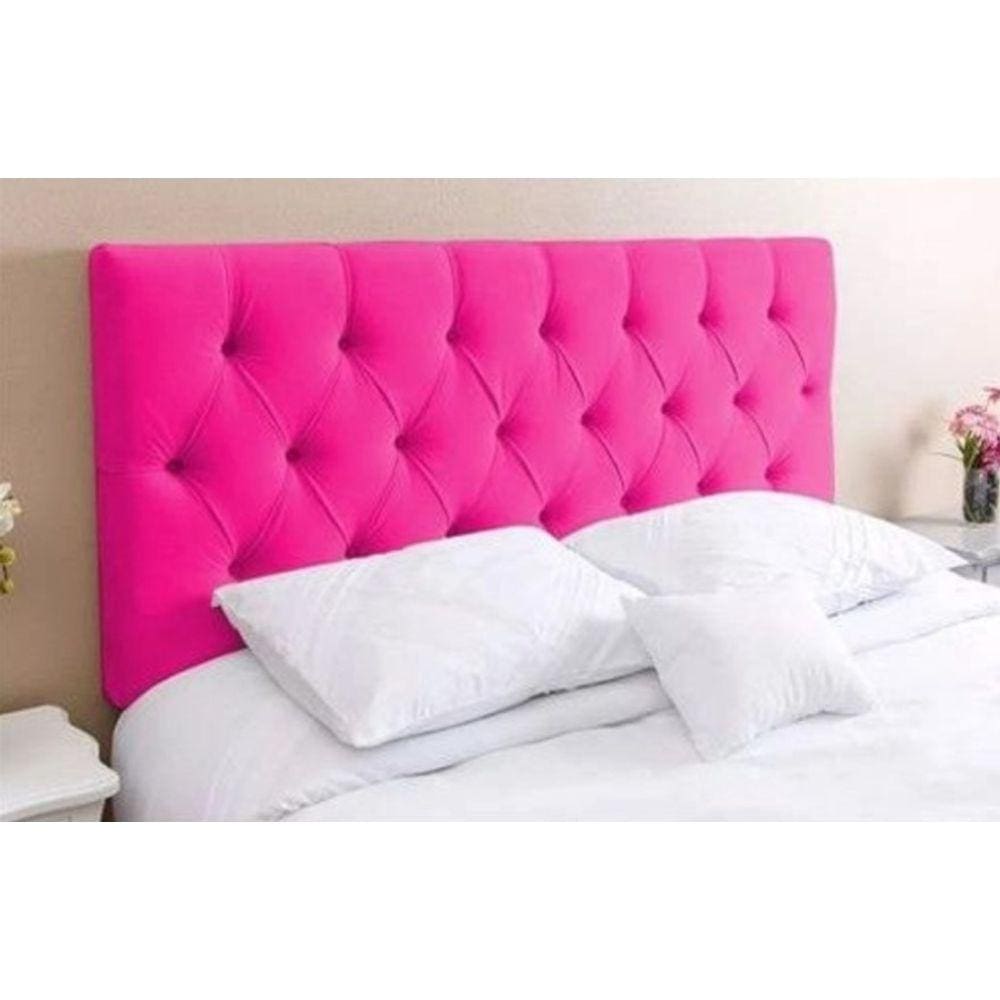 Cabeceira Casal 138 - Bello Box - Capitonê Sintético Rosa Pink Sem Strass