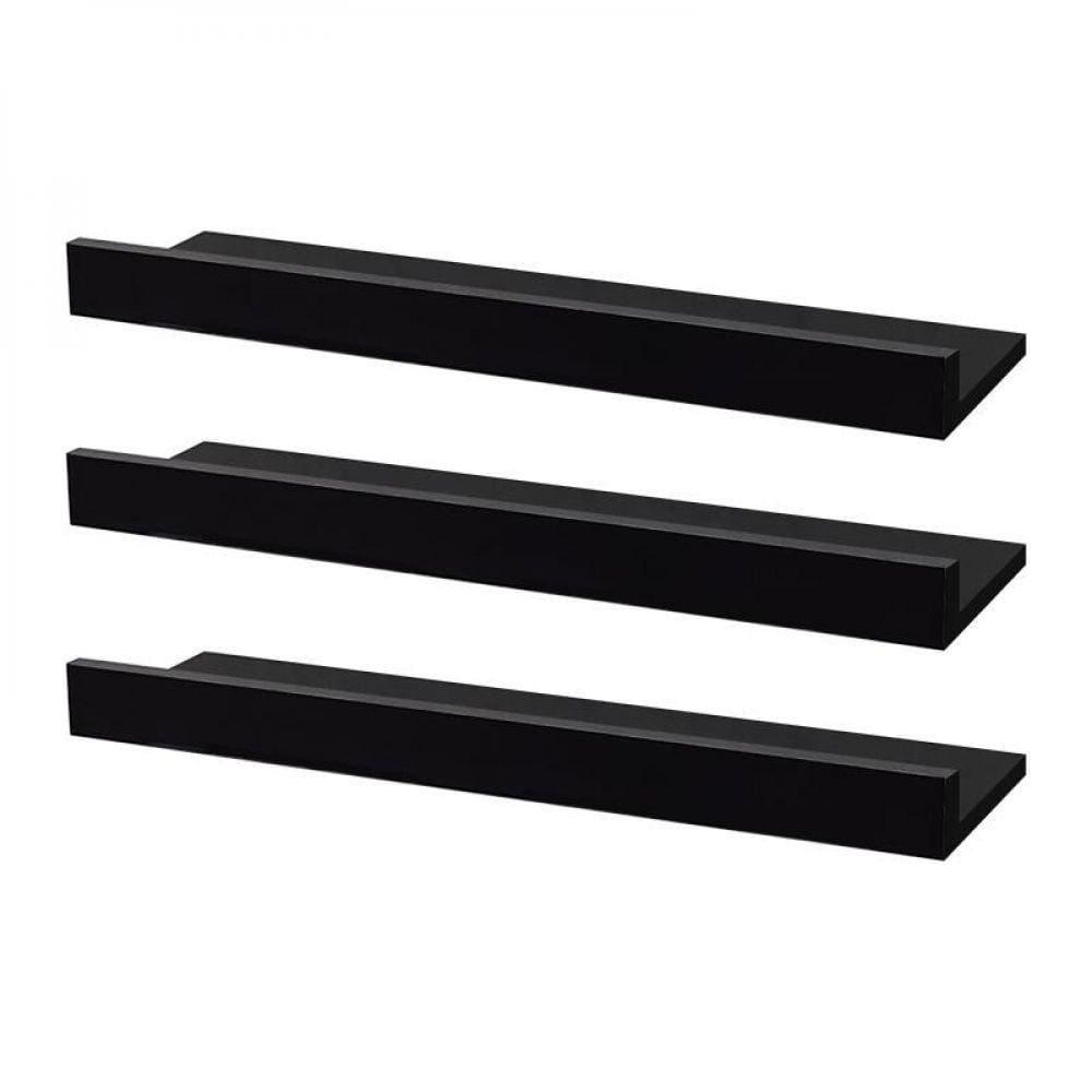 Kit 3 Prateleiras Porta Quadros 100 X 15cm Preta