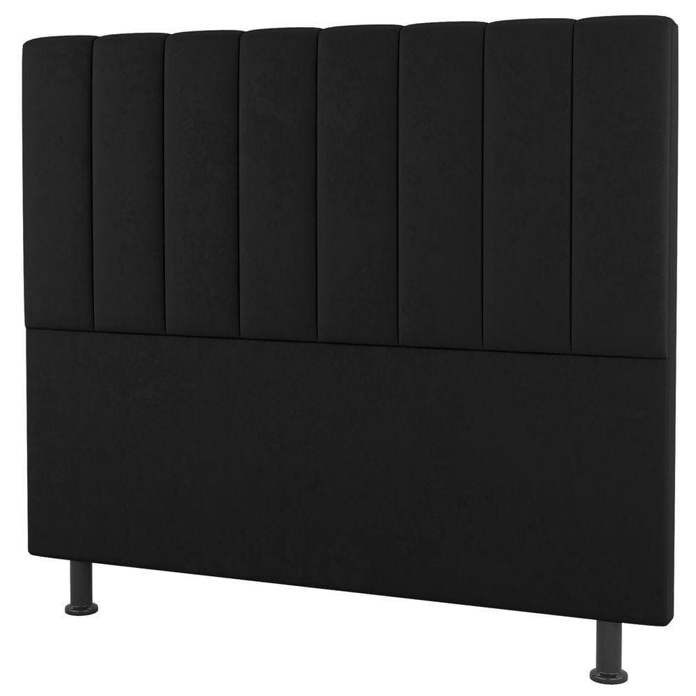 Cabeceira Cama Box Casal King Size Cora 195cm Suede Preto