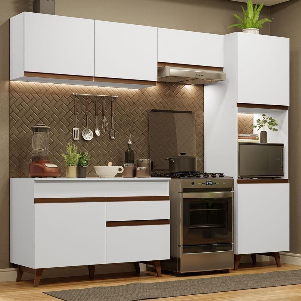 Armário De Cozinha Completa 250Cm Branco