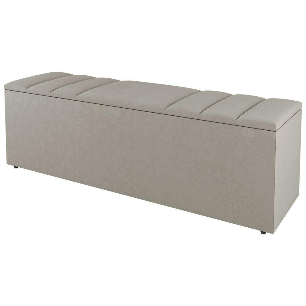 Calçadeira Baú Casal Grace 140Cm Sintético Bege
