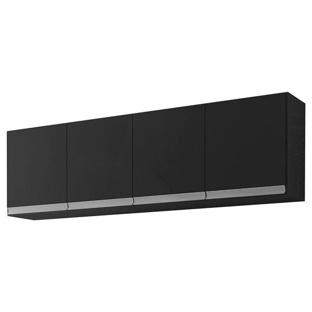 Armário De Cozinha Aéreo Andréia 150Cm 4 Portas Preto