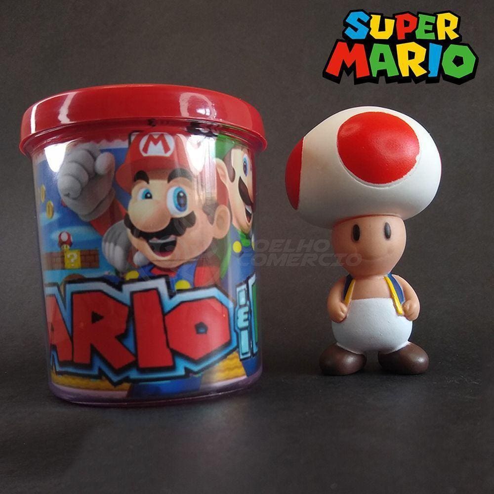 Kit Boneco Toad Cogumelo 10Cm + Caneca Super Mario 350Ml