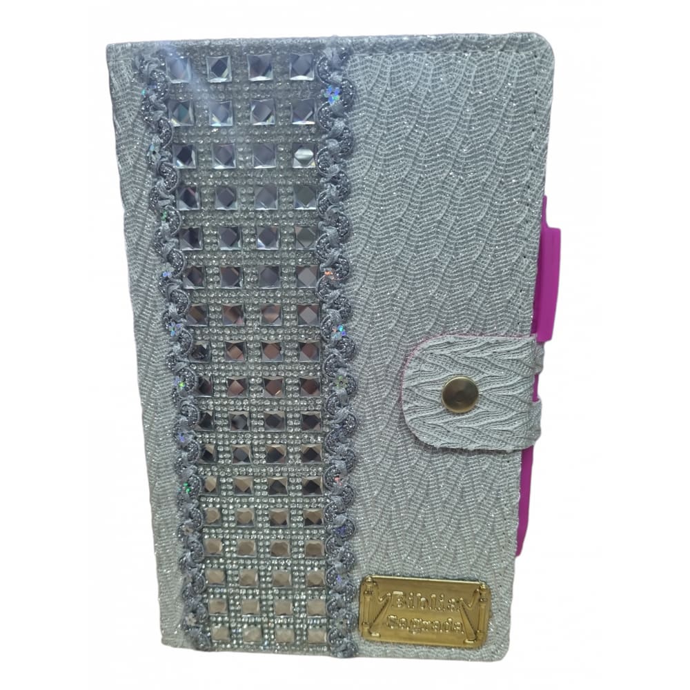 Biblia Hiper gigante com harpa pedraria Prata Flores cpp