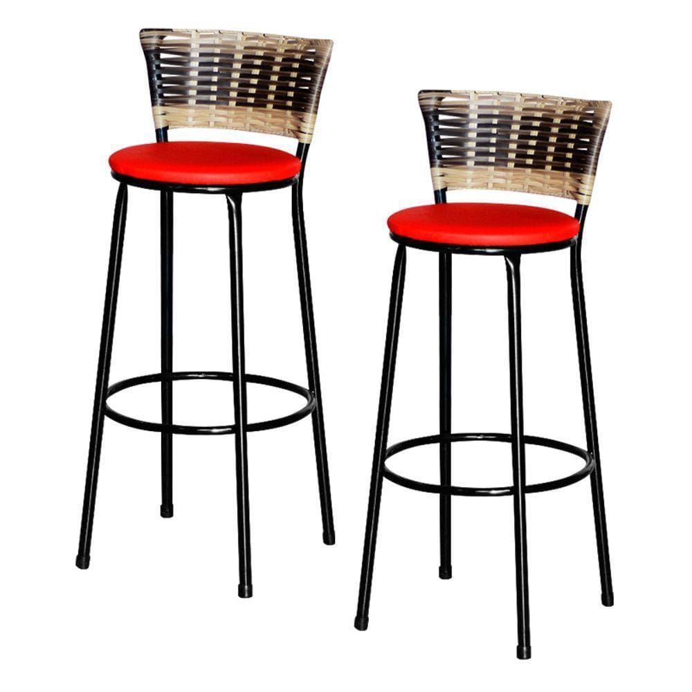 2 Banquetas Alta Para Cozinha Cappuccino Premium Vermelho