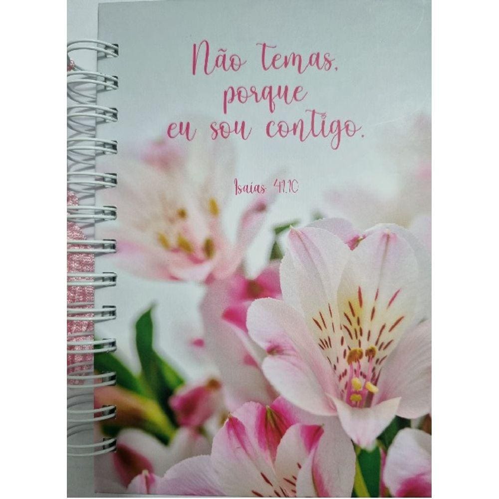 Agenda Permanente Espiral Média Floral Rosa