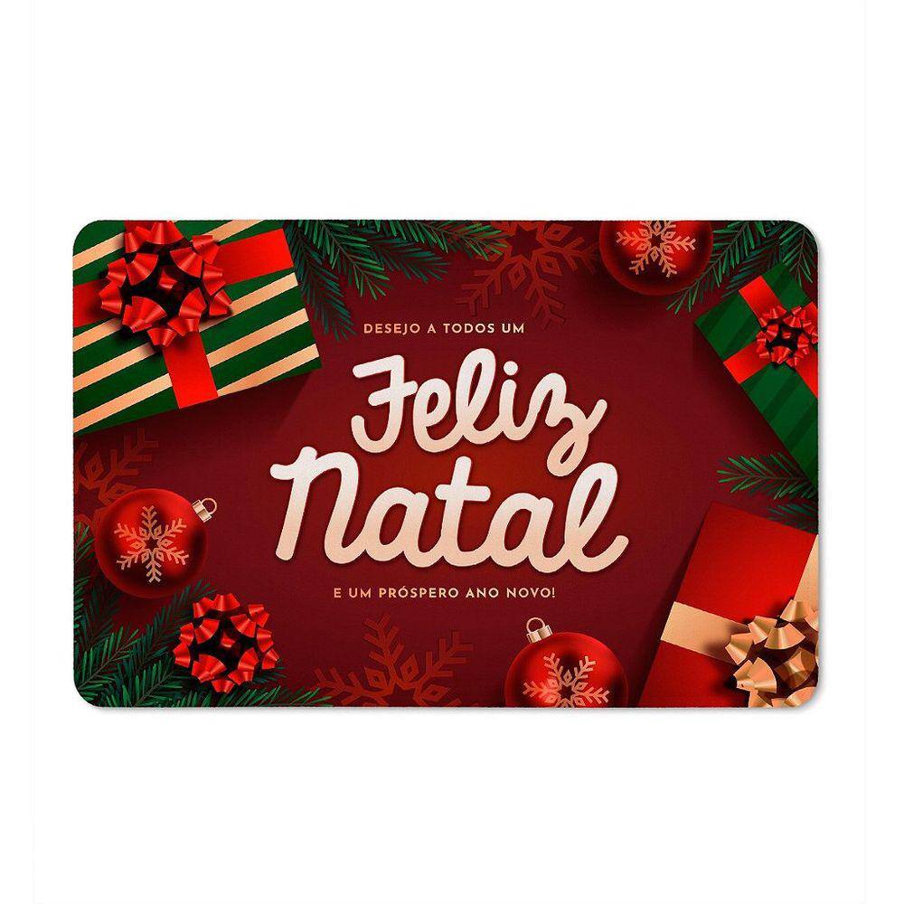 Tapete Porta Banheiro Quarto 60x40cm - Feliz Natal Vermelho