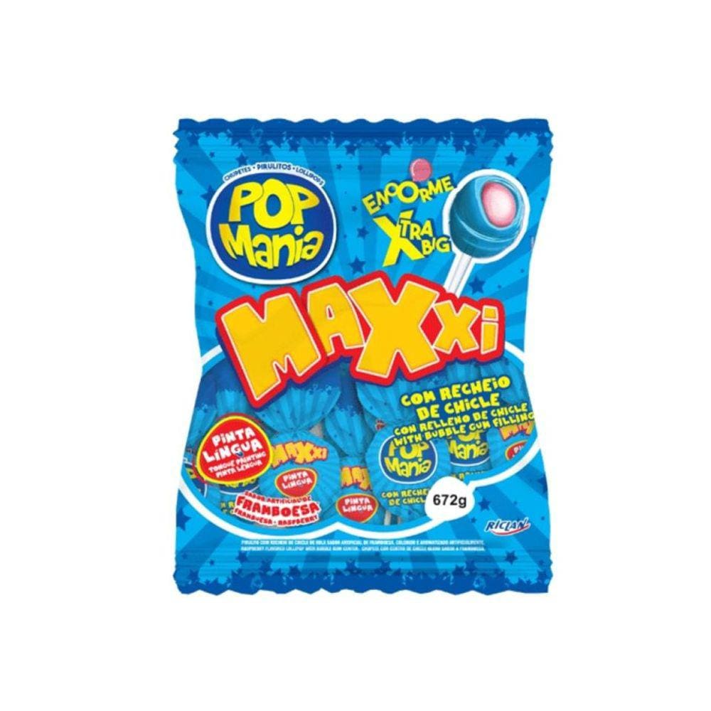 Pirulito Pinta Língua Pop Mania Maxxi Framboesa 672g