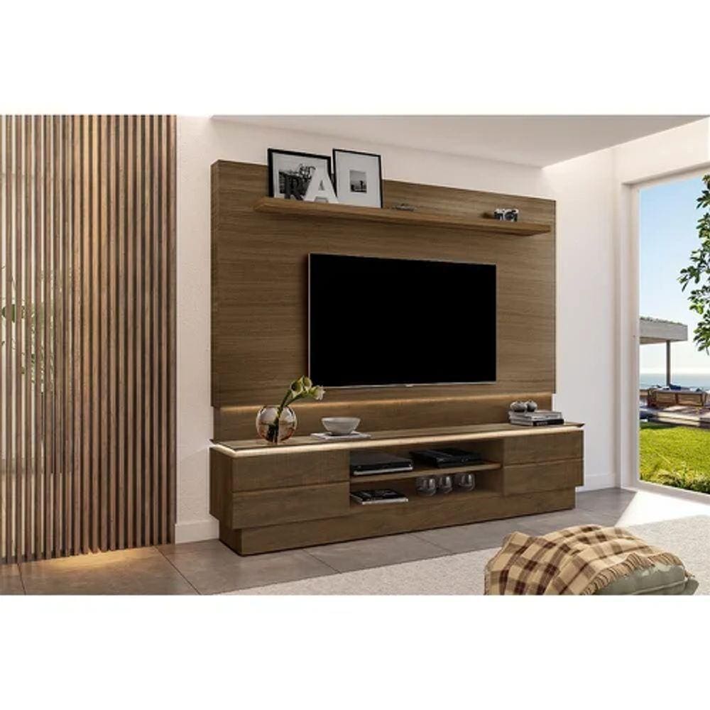 Home Theater London Ideal P/Tvs Até 75\" Amendoa