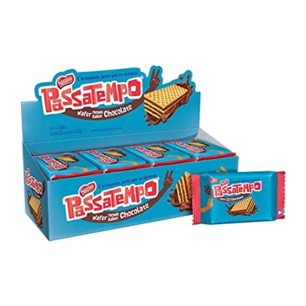 Biscoito Passatempo Lanchinho Wafer Chocolate - 28 Unids