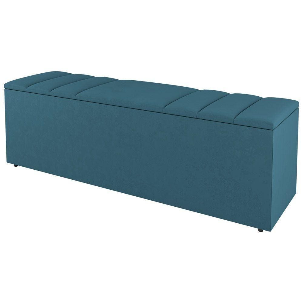 Calçadeira Baú Queen Size Grace 160Cm Suede Turquesa