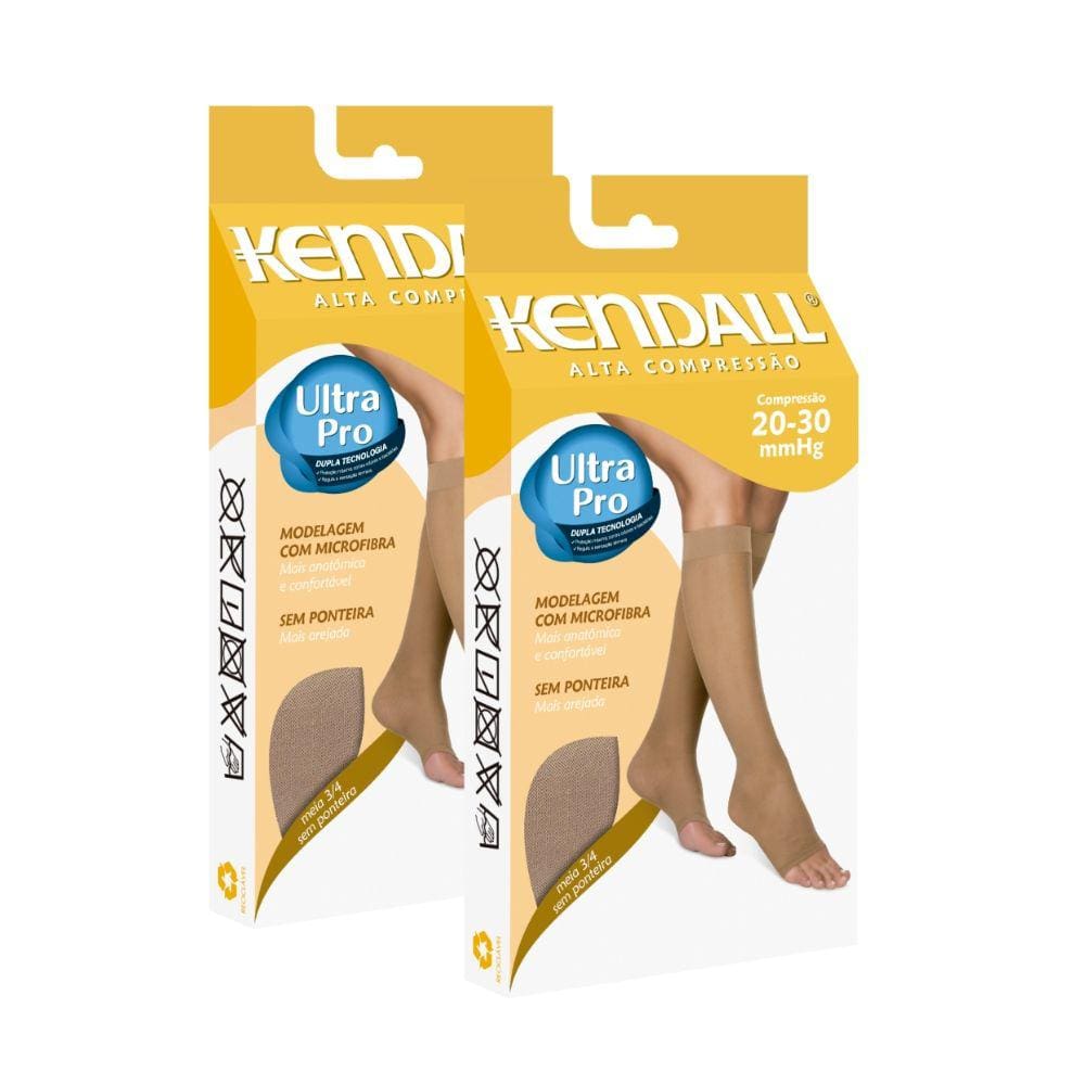 Kit 2 Meias 3/4 Sem Ponteira Alta Compressão 20-30 mmHg
