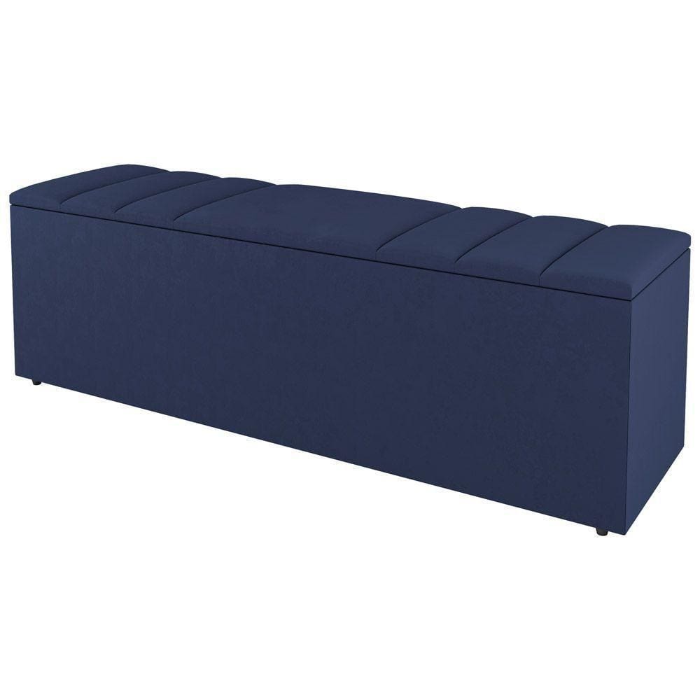 Calçadeira Baú Queen Size Grace 160Cm Suede Azul