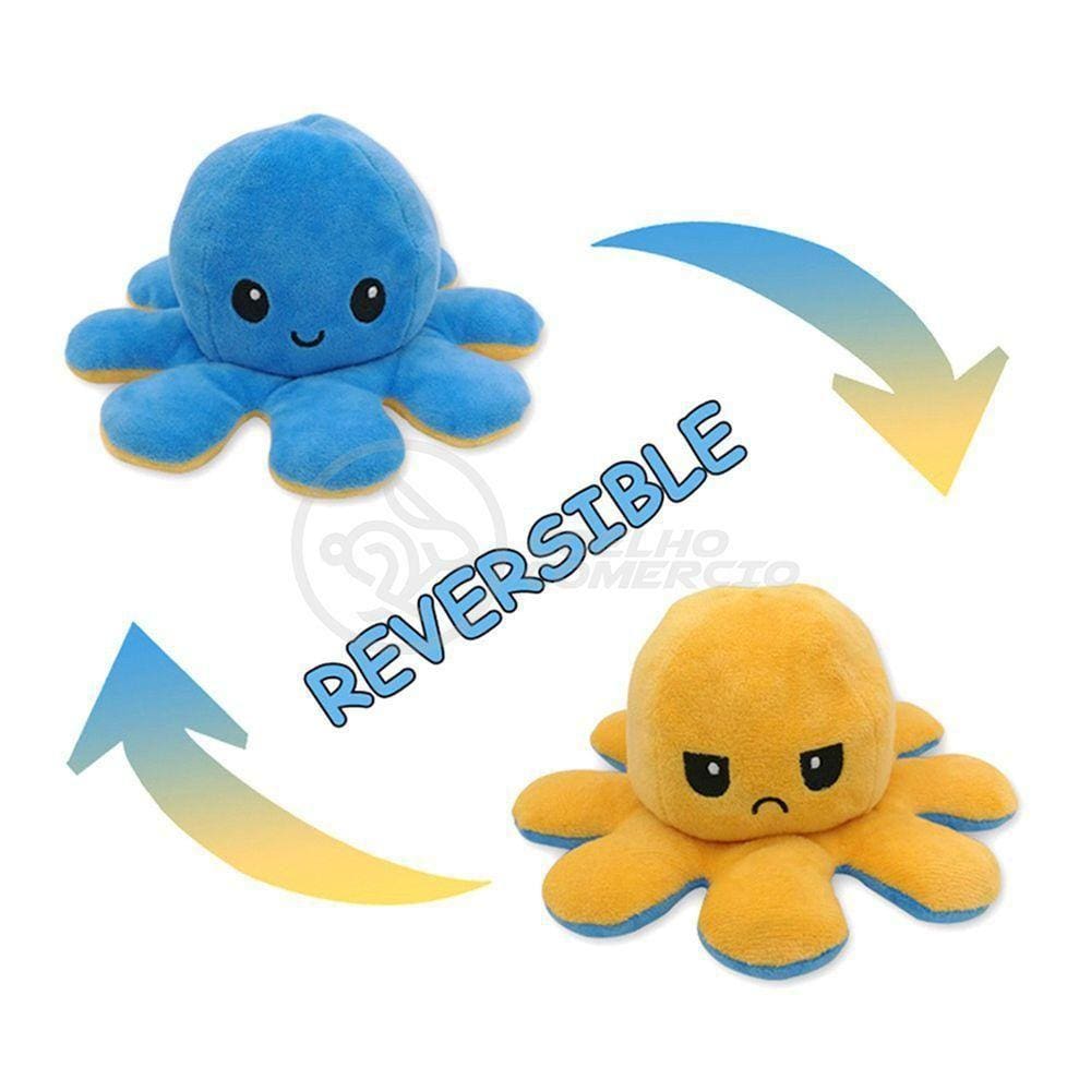 Polvo Reversível De Pelúcia 2 Em 1 Tiktok Azul E Amarelo