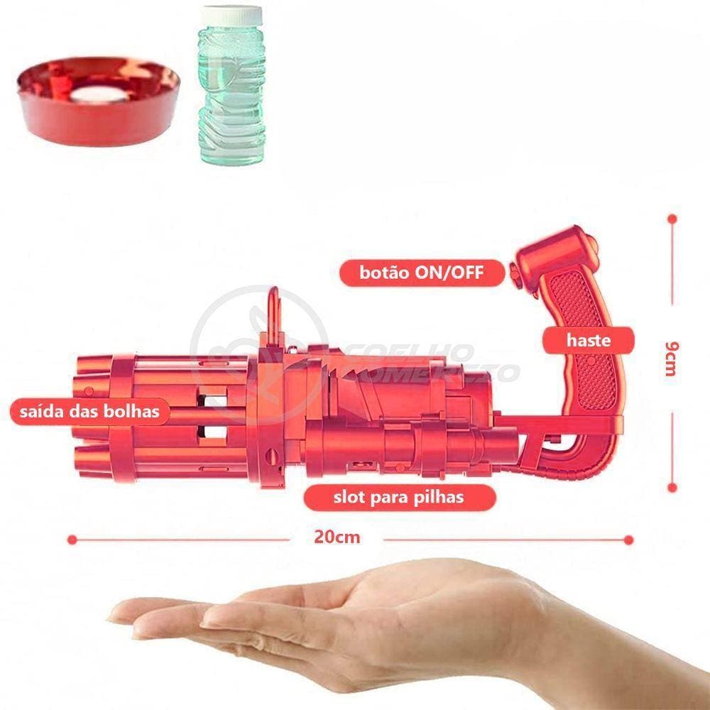 Máquina Elétrica Tiktok Lança Bolhas Vermelho